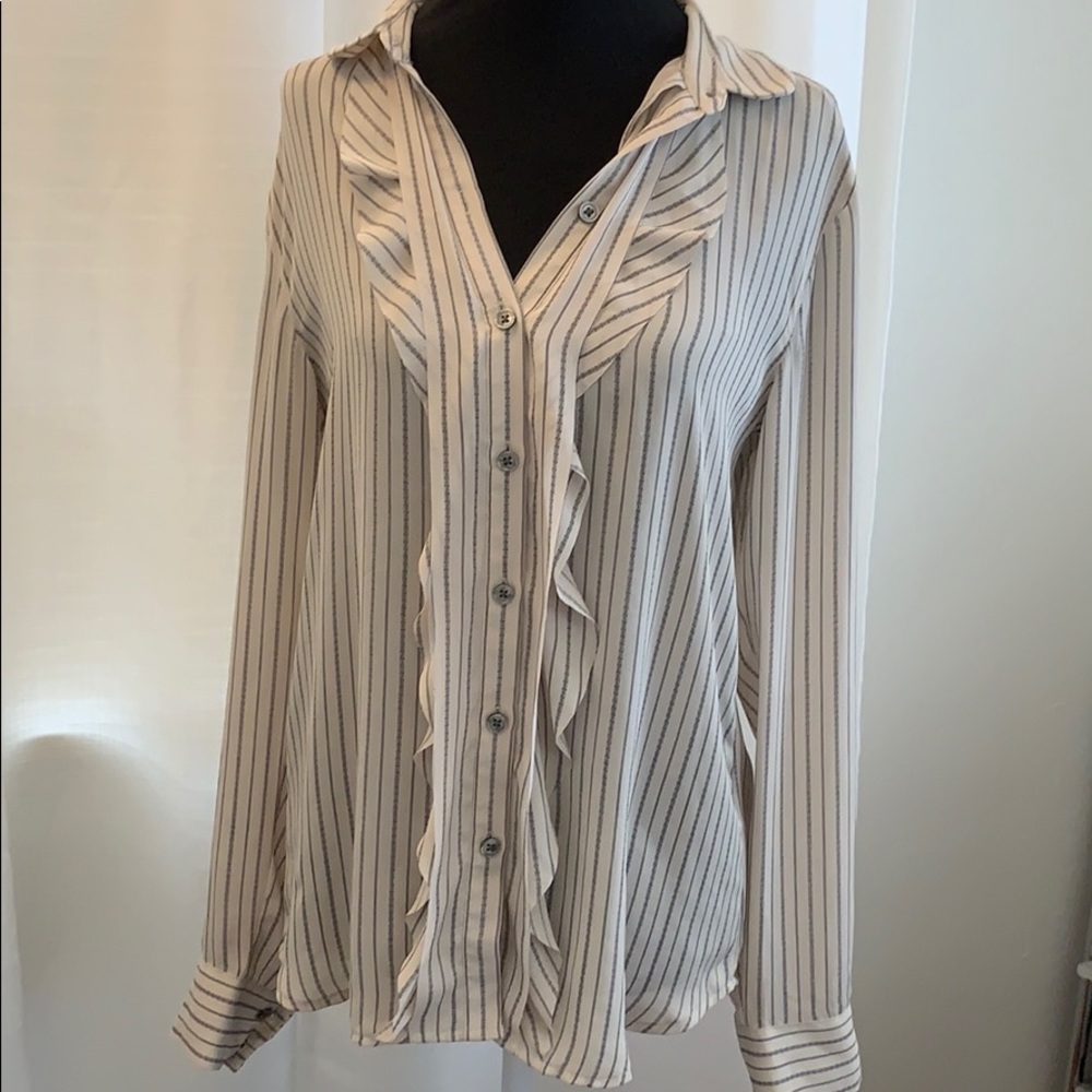 Ann Taylor Loft Pin Stripe Button Down Blouse